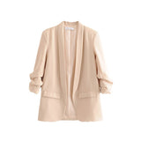 Spring Style Pleated Sleeve Sag Urban Leisure Candy Color Women's Suit Coat-Outfit