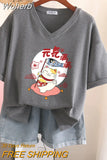 100% Cotton M-6XL T Shirt Japanese Cartoon Anime Tshirt Short Sleeve Women's Top Summer Couple V Neck Oversized T Shirts-Outfit