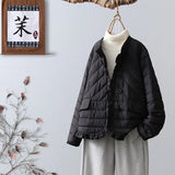 2022 New Quilted Winter Duck Down Coat Ultra Light Thin Puffer Jacket Causal Ruffles Lace Short Parkas Short Parka