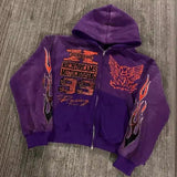 Street H-Hang Hop Stars Girl Print Black Zipper Hoodie Women Y2k Harajuku