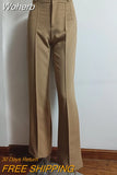High Waisted Casual White Trousers Women Brown Stright Pants Office Lady Korean Style Women 2023 Pantalones De Mujer-Outfit
