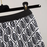 Women Elastic Waist Mid-length Printed A-line Skirt Spring Summer Elegant High Waist Pleated Skirt QT2023-Outfit