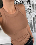 Women Tank Top Plus Size Elastic Sexy Summer Tank Tops Solid O Neck Off Shouled Casual White Tank