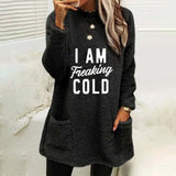 And Winter Women's Hot Style Letter Print Round Collar Loose Long Sleeve Pocket Plush Hoodie Woman-Outfit