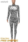 Leopard Print Rompers Womens Jumpsuit Sexy O Neck Long Sleeve Leggings Skinny Night Club Party Jumpsuit Women Overalls-Outfit