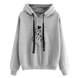 Oversize Hoodies Autumn Kpop Style Love Printed Sweatshirt Streetwear Drawstring Female Hoodie Pullover Top Plus Size
