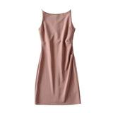 New Spring Style One-Word Pleated Solid-Color Dress Sexy Sling Hip Skirt-Outfit
