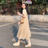 Dress Women Korean Style Floral Shirring Casual Summer Holiday Sweet Preppy New Elegant Simple Female Breathable Ins-Outfit