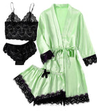 New Ladies Pajamas Four-Piece Sexy Sling Skirt Set Home Lace Pajamas