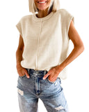 Woherb Women's Summer Cover Sleeve Top Casual Round Collar Loose Knit Sweater Jacket Woman-Outfit