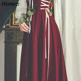 Vintage Victorian Skirt Women Elegant Lace-up Designer Long Strap Skirt Korean Fashion Court Retro Casual Party Clothes-Outfit