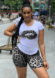 Leopard Print Shirt and Biker Shorts 2 Piece