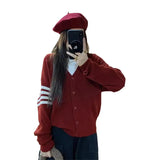 Woherb Age Reduction Soft Waxy V Collar Knit Cardigan Female Autumn Winter Show Thin Casual Women's College Wind Sweater Coat Female-Outfit