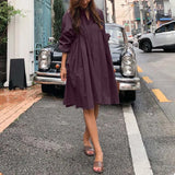 High Waist Sundress ZANZEA 2022 Fashion Puff Sleeve Shirt Dress Solid Short Vestidos Female V Neck Robe Femme
