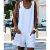 Linen Overall Jumpsuit Homewear Women 2020 Summer Cotton Linen Loose Casual Playsuit combinaison femmel