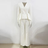 Designer New Lotus Leaf Swing Jacket Micro-Tlave Trousers Set Two