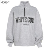 Fashion Casual Street Print Letter Loose Pullover Hoodies For Women Autumn New Simple Warm Thicken Sweatshirts