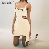 Summer Suspender Cut Out Dress Women Sleeveless Lace Up Bodycon Mini Dress Femme Sexy Y2k Backless V-Neck Sweater