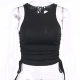 ruched drawstring tank tops women sleeveless baisc tops summer casual streetwear fashion tanks 2020 cotton soft