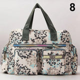 Handbag Vintage Flower Printed Waterproof Nylon Shoulder Messenger Bag Large Capacity Tote Bag Casual Picnic Travel