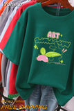 100 Cotton L-5XL Plus Size T Shirt Cartoon Print Tshirt Short Sleeve Women's Top Summer Kawaii Couple O Neck T Shirts-Outfit