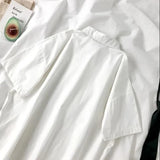 White Shirts Women with Tie Japanese Style Preppy Students BF Simple Solid Loose Summer Top Daily Streetwear 2023-Outfit
