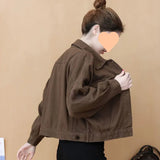 Woherb Autumn Casual Coat Female Autumn Versatile Thin 2024 New Loose Show Thin Korean Version Of The Tooling Jacket Tide-Outfit