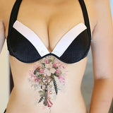 Waterproof Fake tattoo rose flower heart key necklace color tatoo sticker temporary tatto chest back leg belly for woman