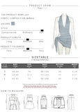 Kliou Solid Deep V sexy Two Piece Sets Midnight Club Halter Top And Skirt Backless Summer Partywear Hollow Out Ruched Women