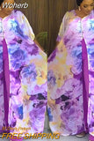 Piece Set Women Tracksuit Summer Clothes African Dresses for Women Chiffon Print Long Dress Top Wide Leg Pants Suits Outfits-Outfit