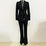 Star Fashion New Heavy Industry Metal Hole A Buckle Blazer Trouser Suit