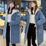 Padded Jacket Women's Mid-length Padded Jacket Winter New Loose Large Size Hooded Thick Warm Cotton Jacket Bubble