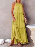 Style Ruffled Long Dress Wide Hem