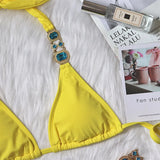 Woherb Hot-Selling New Crystal Diamond Chain Swimsuit Split Swimsuit Sexy
