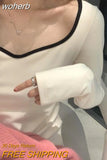 Women Slim Retro Tender Female Light Soft Popular Street Ulzzang Student Daily Long Sleeve All-match Autumn Inside Chic-Outfit