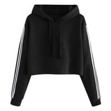 Women Crop Top Sweatshirt Hoodie Solid Lace Up Drawstring Long Sleeve Sweatershirt Hoodie Tops Harajuku Hoodie