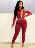 Sexy Round Neck Cutout Long Sleeve Ruched Slim Fit