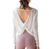 Woherb And Autumn New Beautiful Back Yoga Jacket Long Sleeve Back Dancing Fitness Suit Loose Sports Elegant Long-Sleeved Shirt Women-Outfit