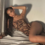 Tiger Print Sexy Long Maxi Dresses for Women Gowns Party Club One Shoulder High Slit Backless Bodycon Dress