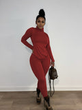 Wear Solid Autumn Tracksuit Women Casual Turtleneck Long Sleeve Pullover Top and Pants Slim Two Piece Set Basic Outfits-Outfit