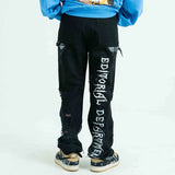 Letter Embroidery Ripped Hole Jeans Men and Women Straight Oversize Washed Denim Trousers Loose Raw Edge Jean