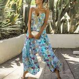 jumpsuits women pants Summer Solid V Neck Sexy Sleeveless Backless Romper Ladies Fashion Bandage Wide Leg