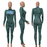Leopard Print Rompers Womens Jumpsuit Sexy O Neck Long Sleeve Leggings Skinny Night Club Party Jumpsuit Women Overalls-Outfit