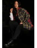 Contrast Color Plaid Print Casual Long Sleeve