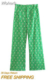 2023 Women Summer Straight Pants Fashion Print Buttons Pockets Female Elegant Street Thin Pant Trousers Clothing-Outfit