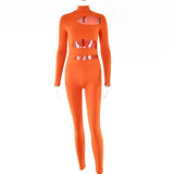 Black Long Sleeve Jumpsuit For Women Hollow Cut Out Bodycon Sexy Rompers Femme One Piece Sexy Club Outfits Overalls