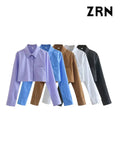Women Fashion Loose Cropped Shirts Vintage Long Sleeve Front Button Female Blouses Blusas Chic Tops-Outfit
