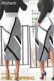 For Women 2023 Geometric Print Long Sleeve Turtleneck Work Dress Vestidos De Mujer Elegant Office Lady Midi Robe Female-Outfit