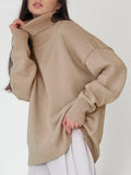 Winter Women Turtleneck Sweater Solid Thick Warm Pullover Top Oversized Casual Loose Knitted Jumper Female Soft