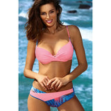 New Sexy Push Up Bikinis Set Swimwear Women Swimsuits Bathing Suit Women Halter biquini Leaf Print Beach Wear